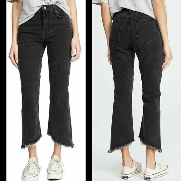 Joe's Jeans Callie Cropped Bootcut Jeans with Frayed Hem - Black | Size 26 - Picture 1 of 7